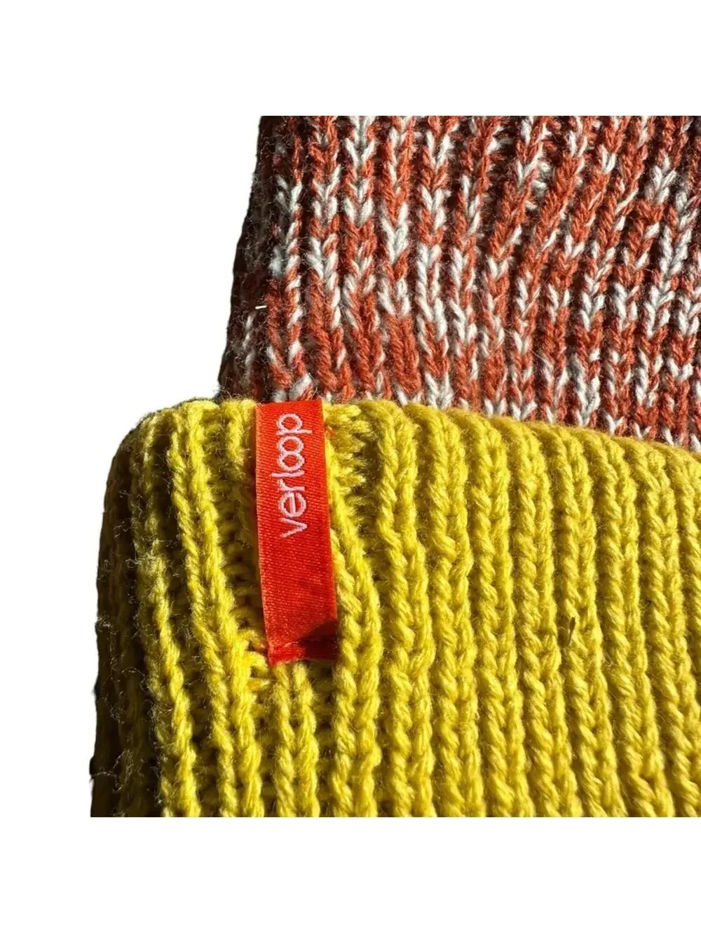 Verloop Colorblock Plush Knit Beanie NWT Yellow Orange